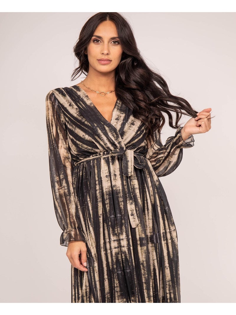 Vestido largo imprime IZAN Caqui - Kiabi