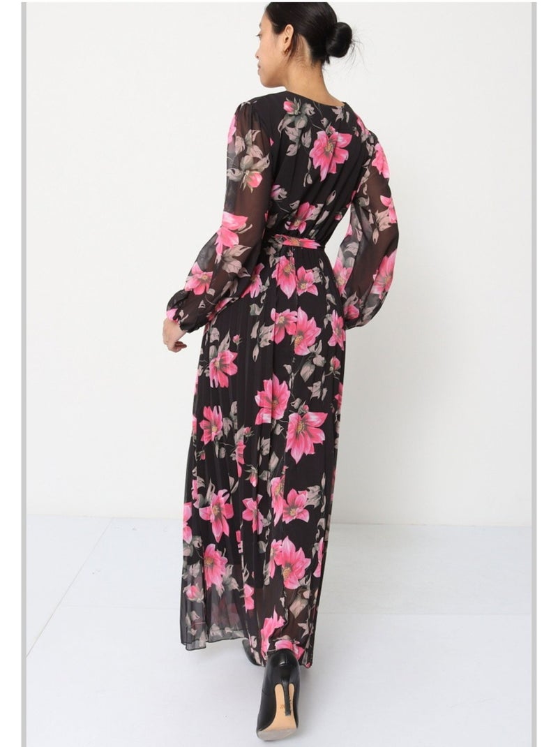Vestido largo Kebello Negro Rosa - Kiabi