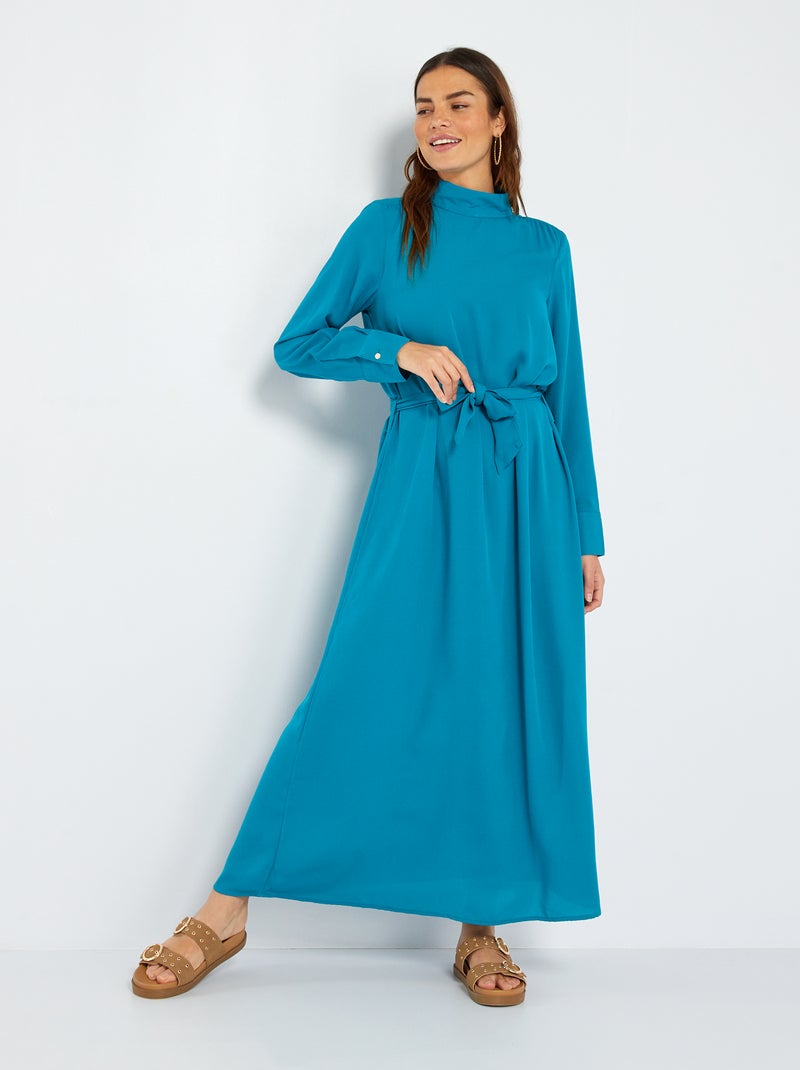 Vestido largo liso AZUL - Kiabi
