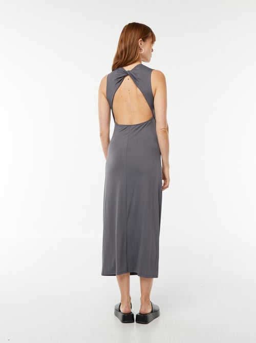 Vestido largo liso con espalda descubierta - Kiabi