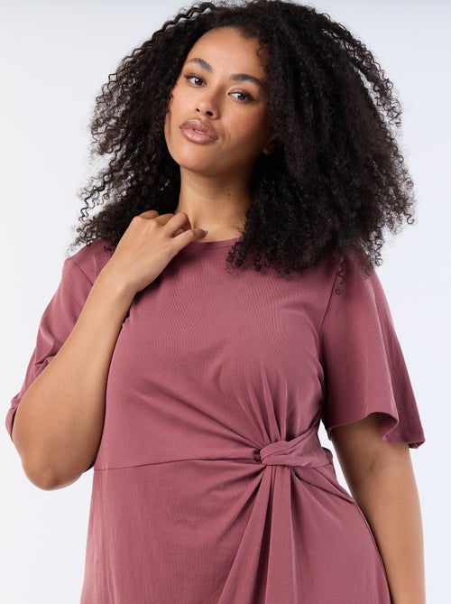 Vestido largo liso con nudo delantero - Kiabi