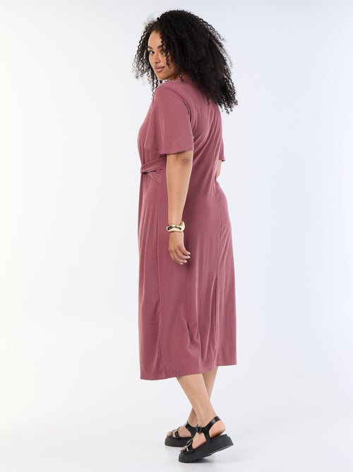 Vestido largo liso con nudo delantero - Kiabi
