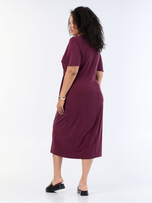 Vestido largo liso con nudo delantero - Kiabi