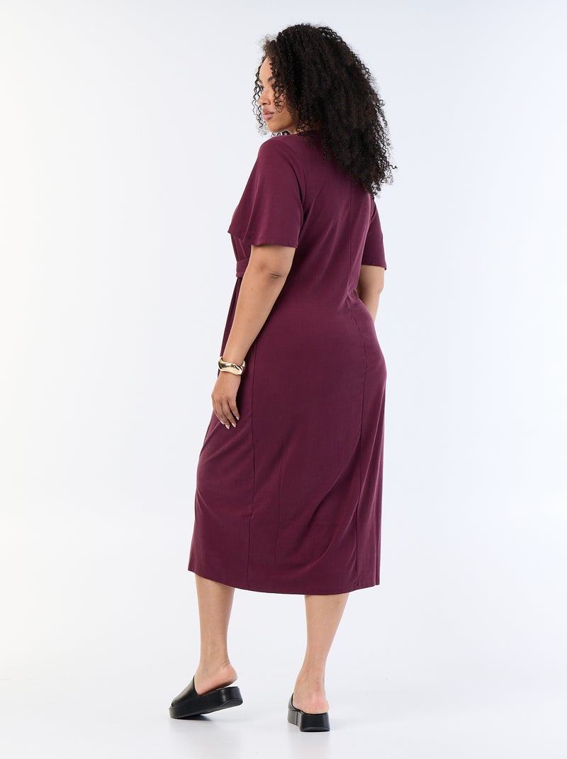 Vestido largo liso con nudo delantero Rosa - Kiabi