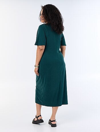 Vestido largo liso con nudo delantero