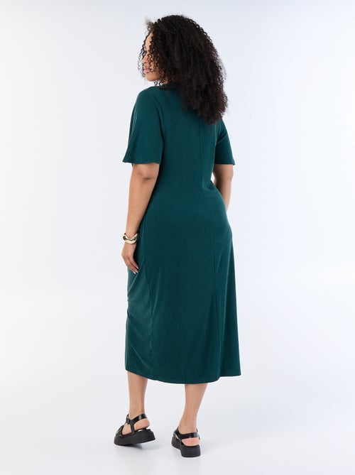 Vestido largo liso con nudo delantero - Kiabi
