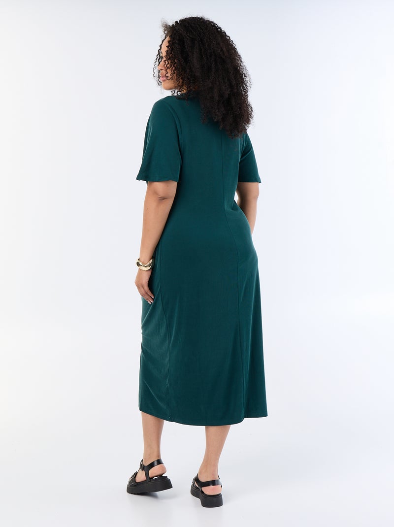 Vestido largo liso con nudo delantero Verde - Kiabi