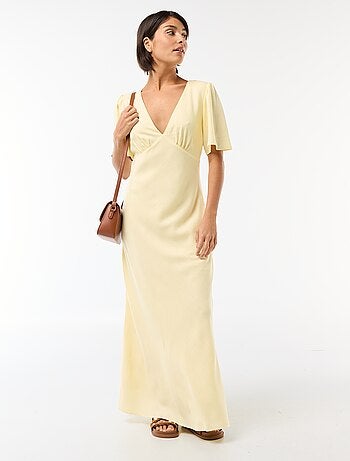 Vestido largo liso de manga corta