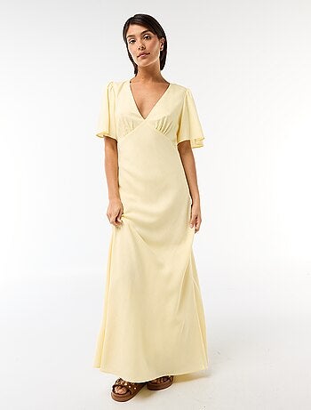 Vestido largo liso de manga corta