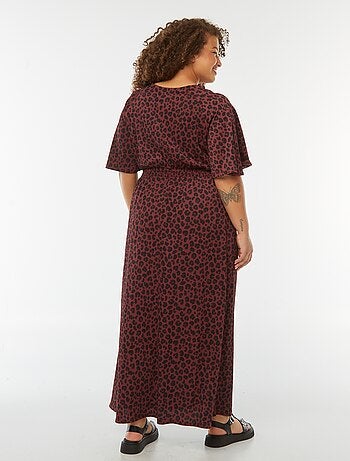 Vestido largo liso de punto gofrado