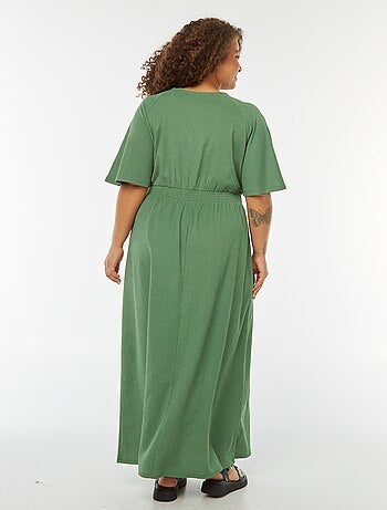 Vestido largo liso de punto gofrado