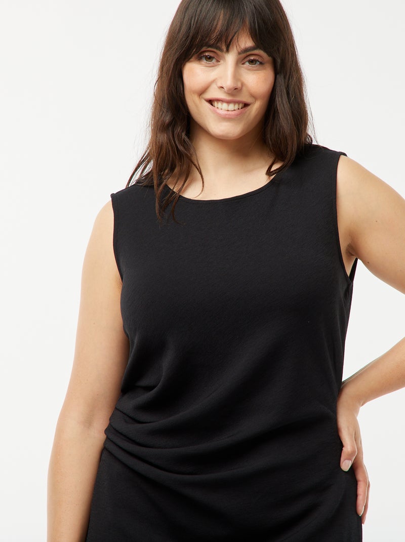 Vestido largo liso drapeado negro - Kiabi