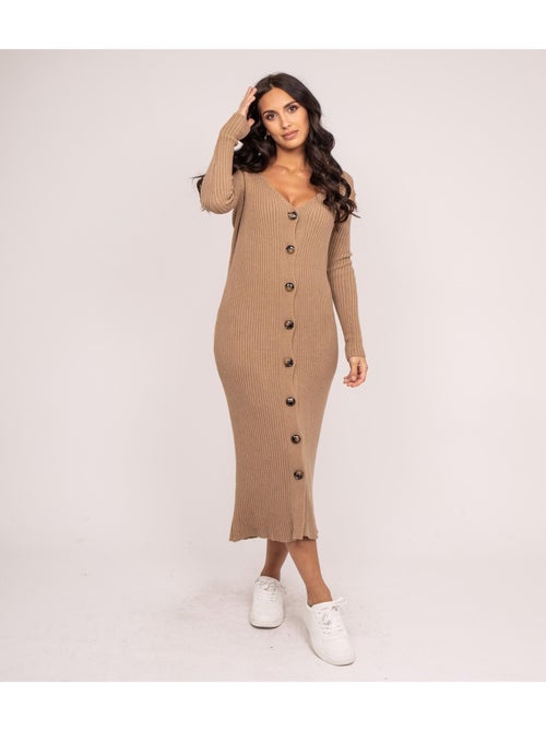 Vestido largo maille côtelée IVERNY - Kiabi