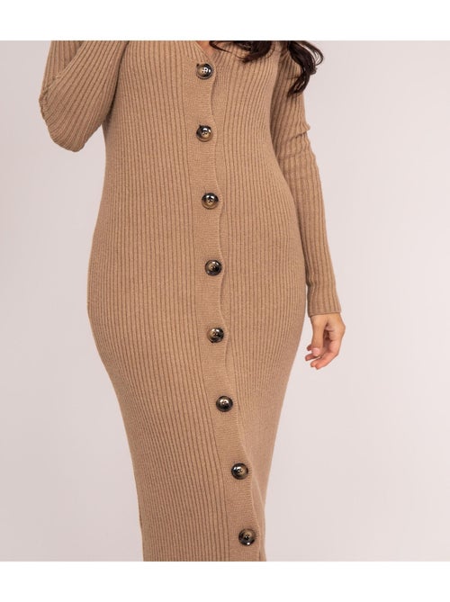Vestido largo maille côtelée IVERNY - Kiabi
