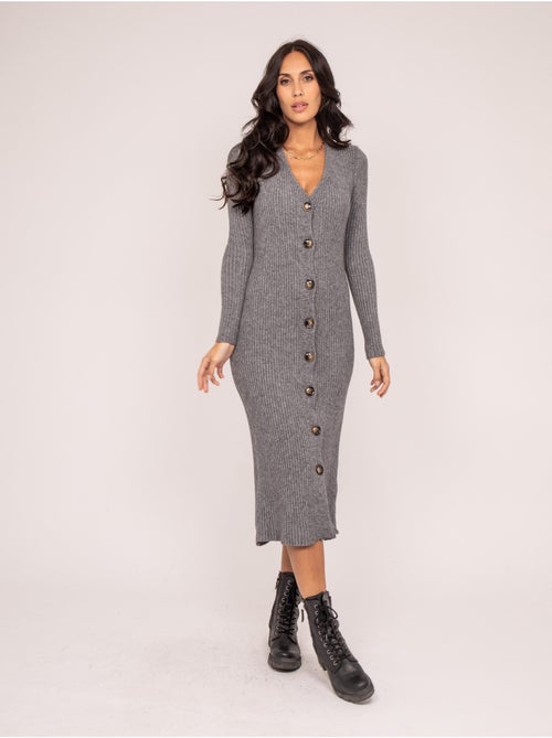 Vestido largo maille côtelée IVERNY - Kiabi