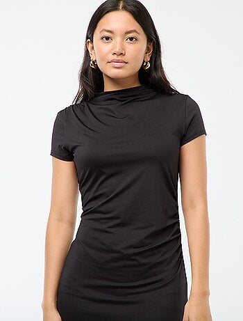 Vestido largo manga corta liso