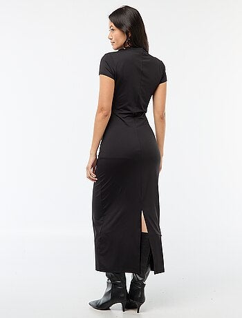 Vestido largo manga corta liso