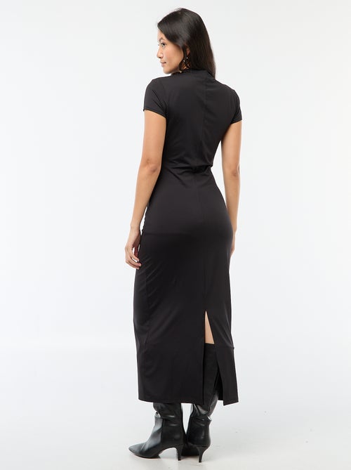 Vestido largo manga corta liso - Kiabi