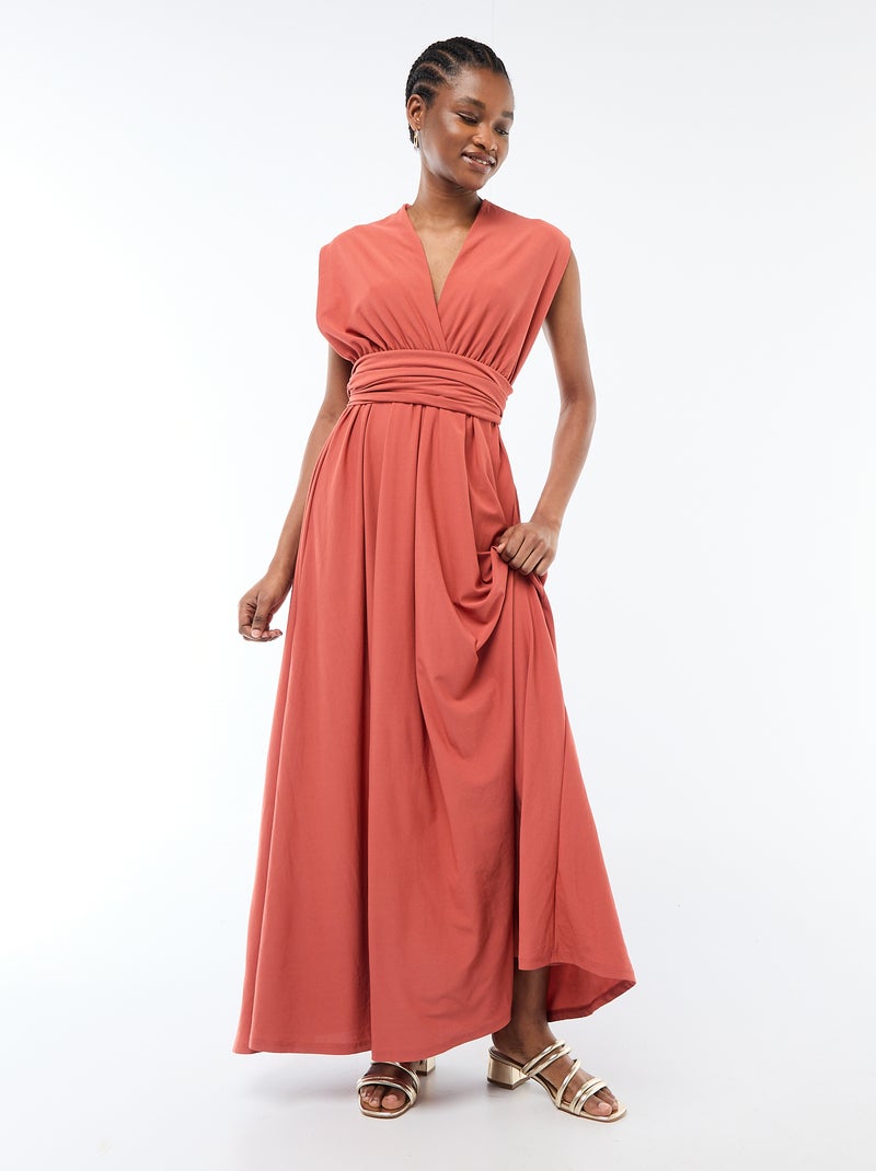 Vestido largo multiposiciones Naranja - Kiabi