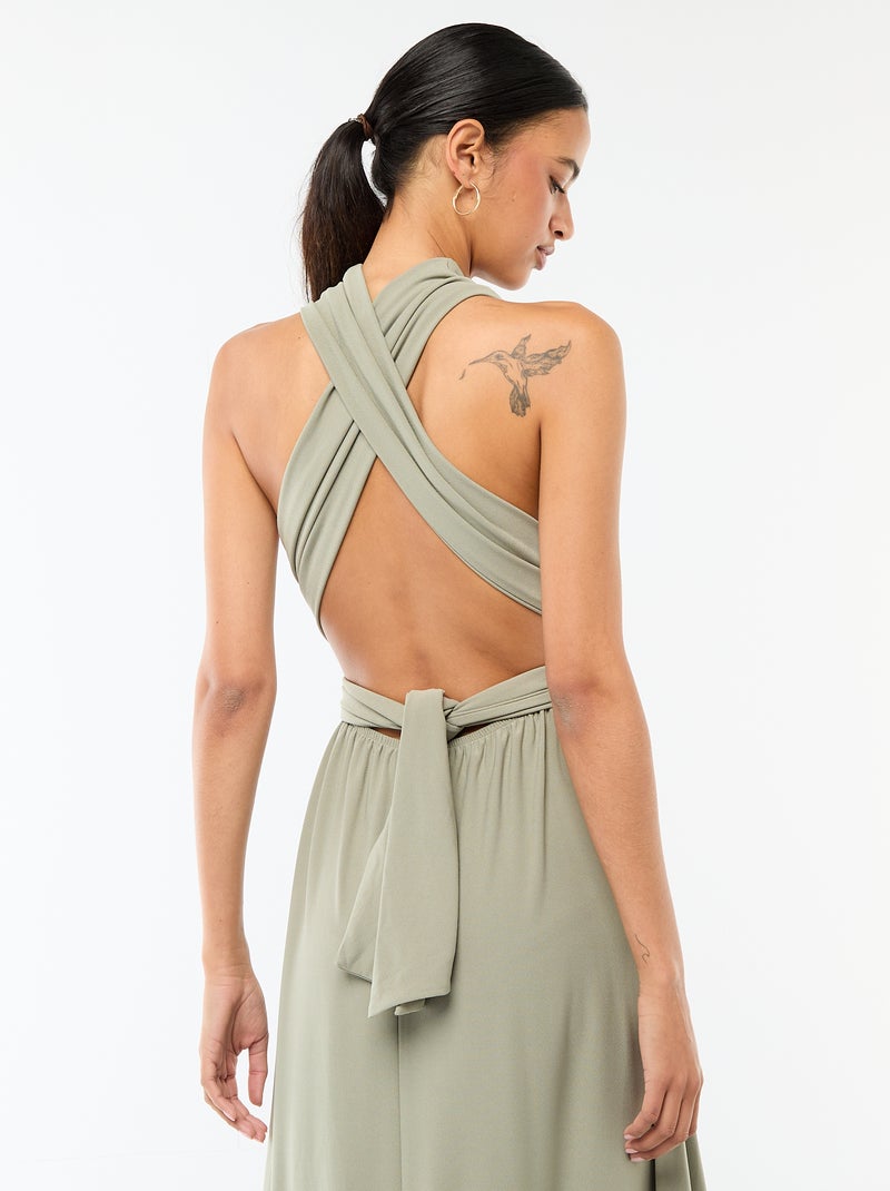 Vestido largo multiposiciones Verde - Kiabi