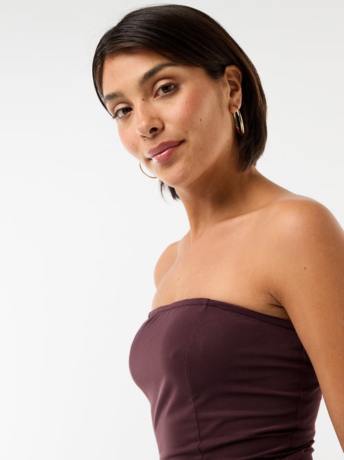 Vestido largo palabra de honor con bufanda - Kiabi