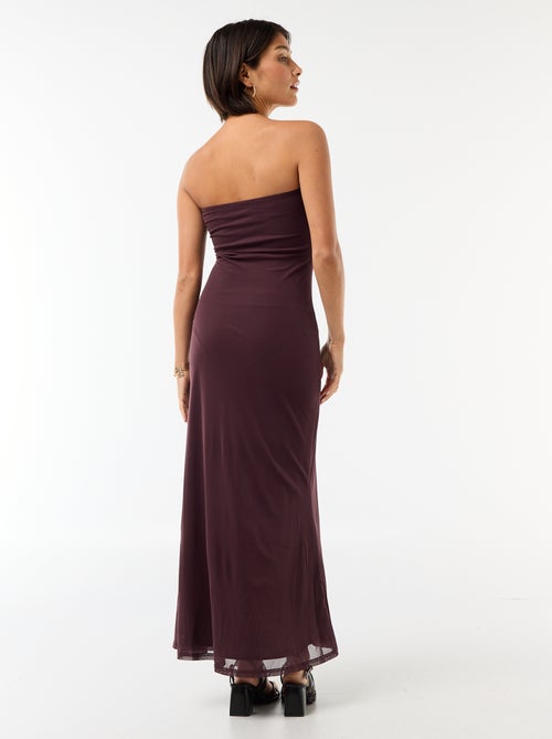 Vestido largo palabra de honor con bufanda - Kiabi