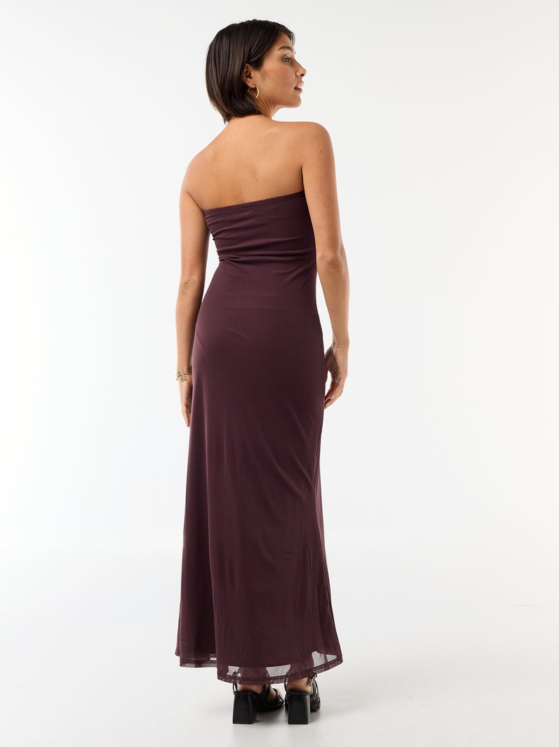 Vestido largo palabra de honor con bufanda Purpura - Kiabi