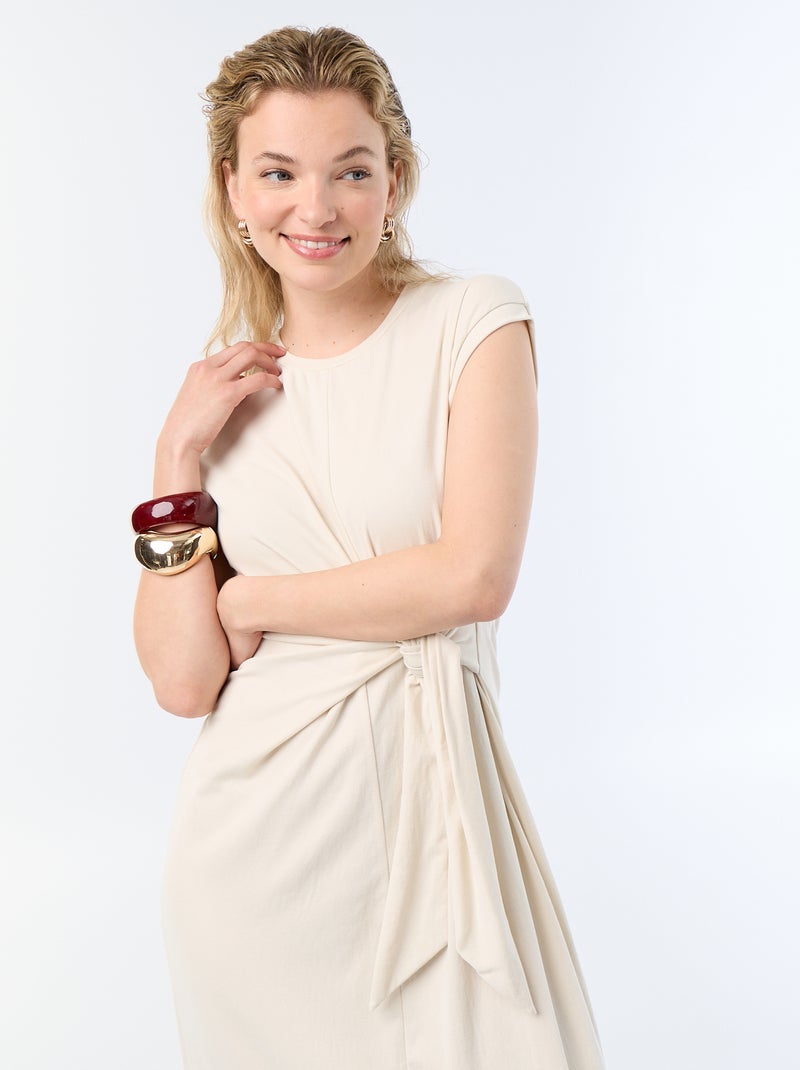 Vestido largo para anudar Beige - Kiabi