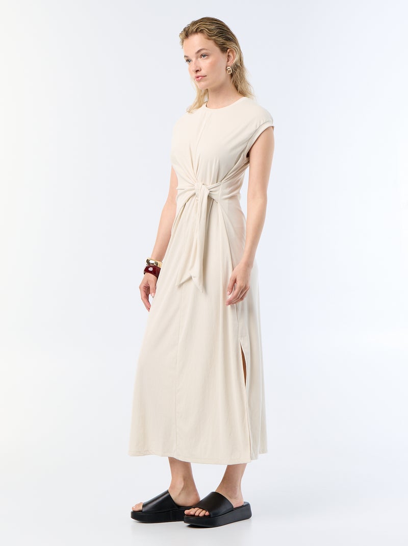 Vestido largo para anudar Beige - Kiabi