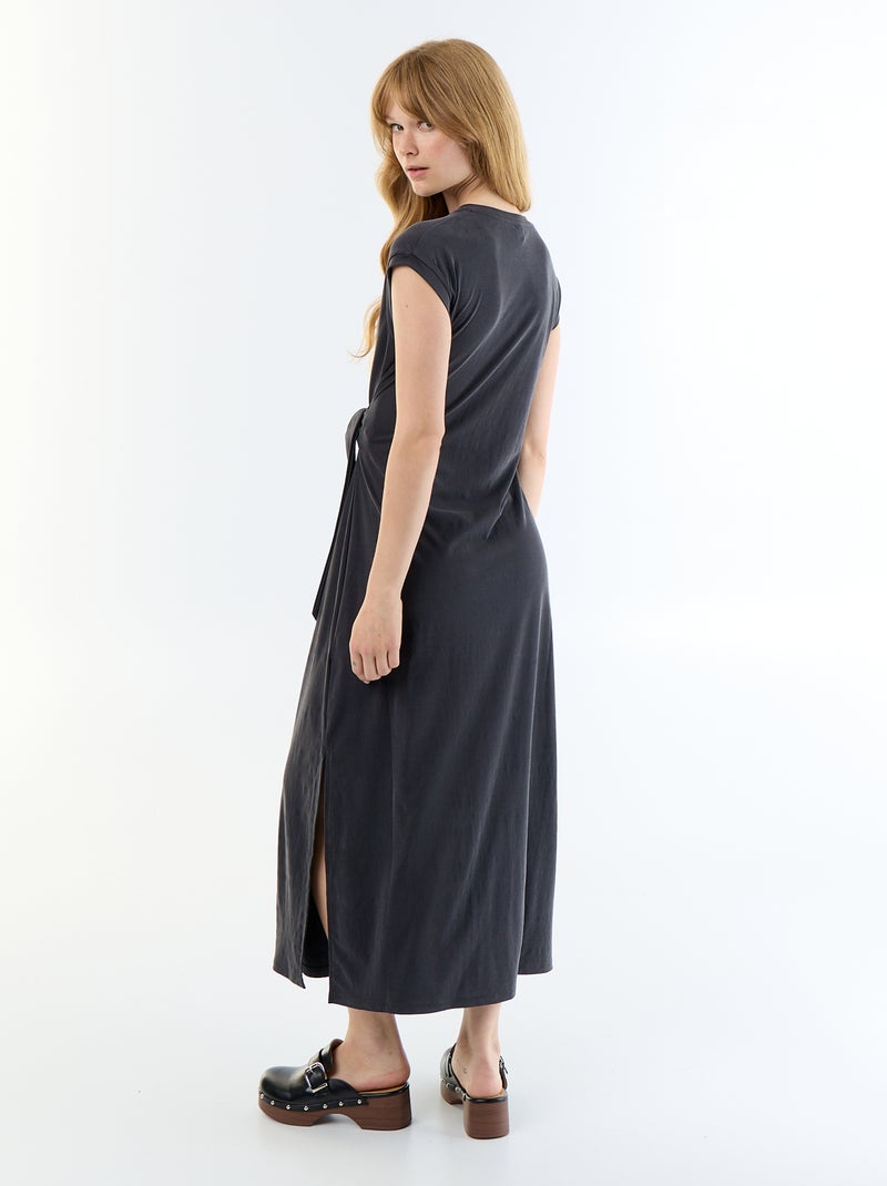 Vestido largo para anudar Negro - Kiabi