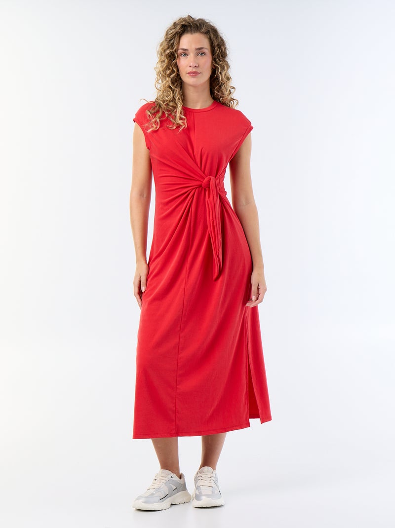 Vestido largo para anudar Rojo - Kiabi