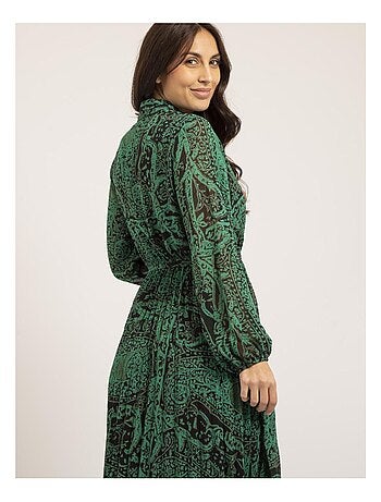 Vestido largo plisado con motivos INASSIA