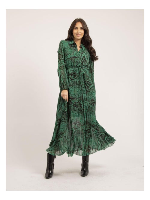 Vestido largo plisado con motivos INASSIA - Kiabi Vestido largo plisado con motivos INASSIA - Kiabi
