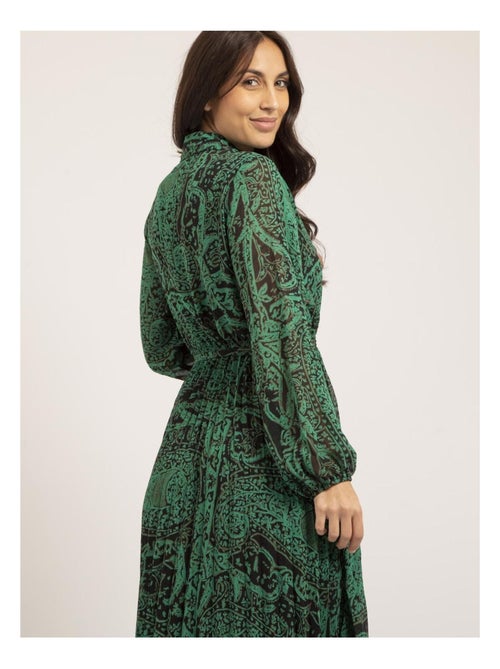 Vestido largo plisado con motivos INASSIA - Kiabi Vestido largo plisado con motivos INASSIA - Kiabi