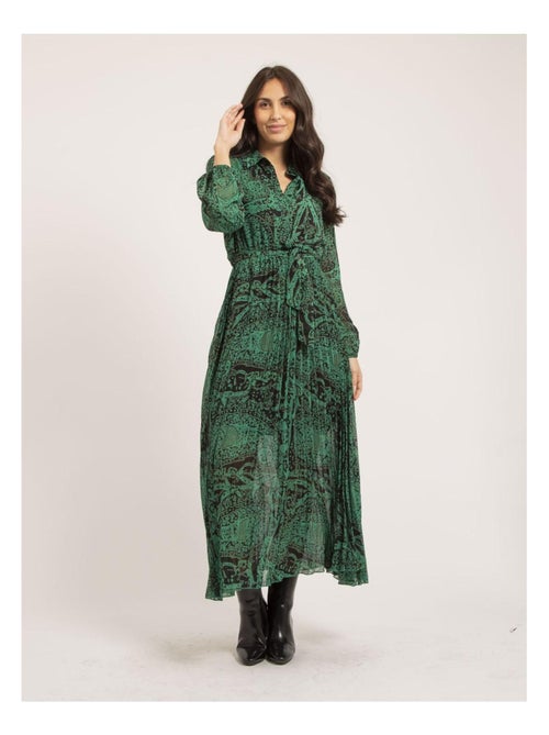 Vestido largo plisado con motivos INASSIA - Kiabi Vestido largo plisado con motivos INASSIA - Kiabi