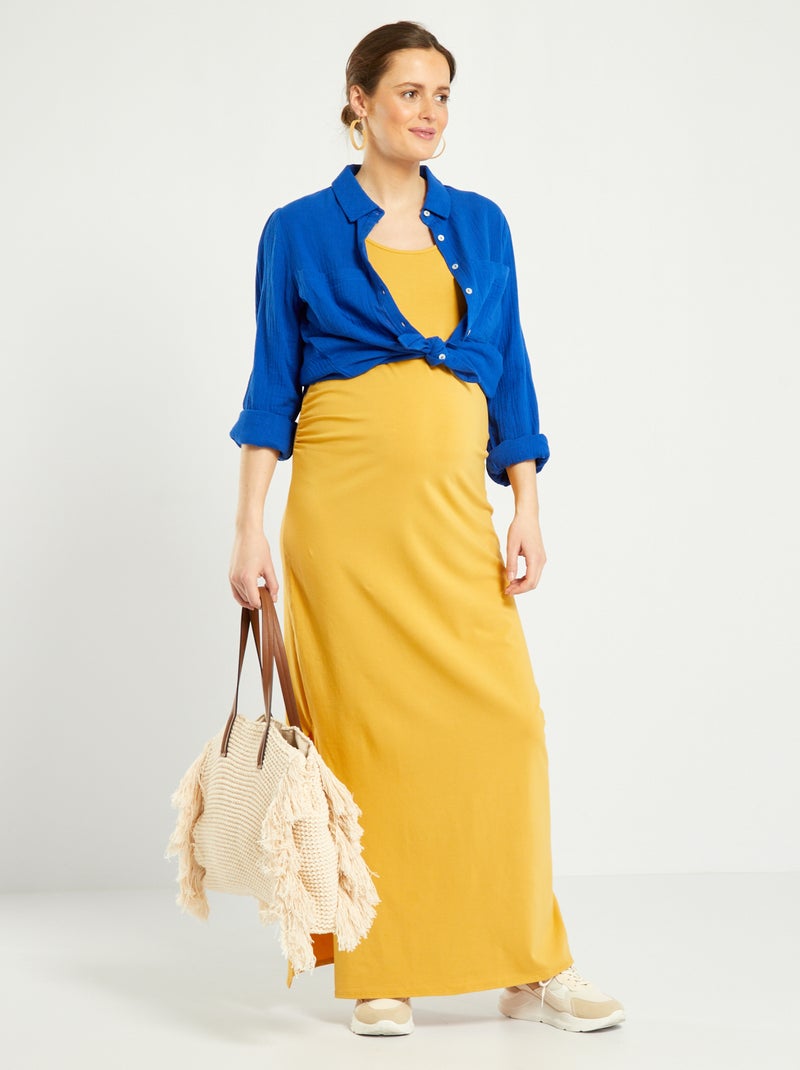 Vestido largo premamá de punto AMARILLO - Kiabi