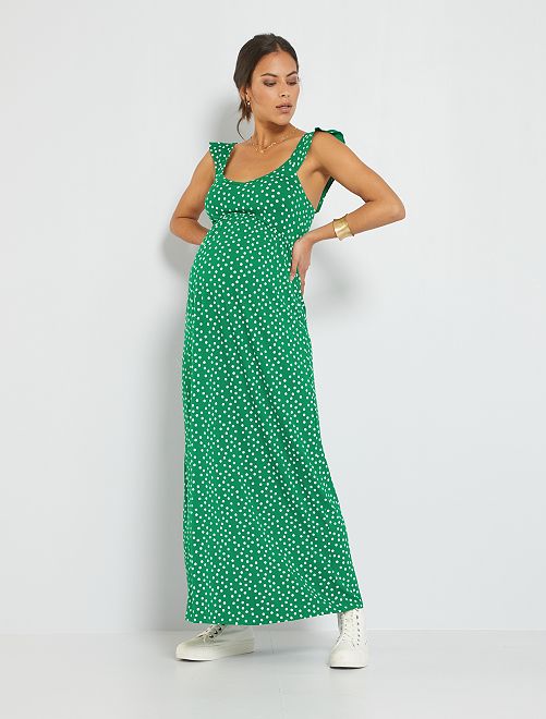 Vestido largo premamá de tirantes - VERDE - Kiabi - 22.00€