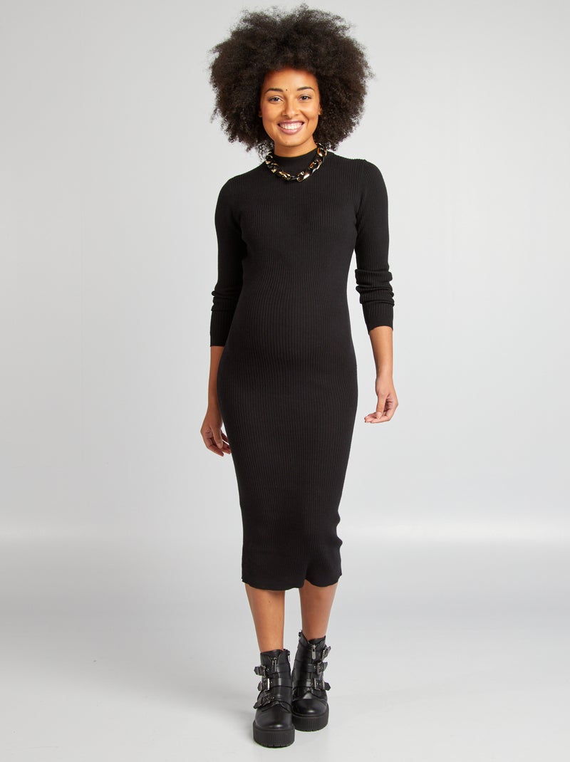Vestido largo premamá negro - Kiabi