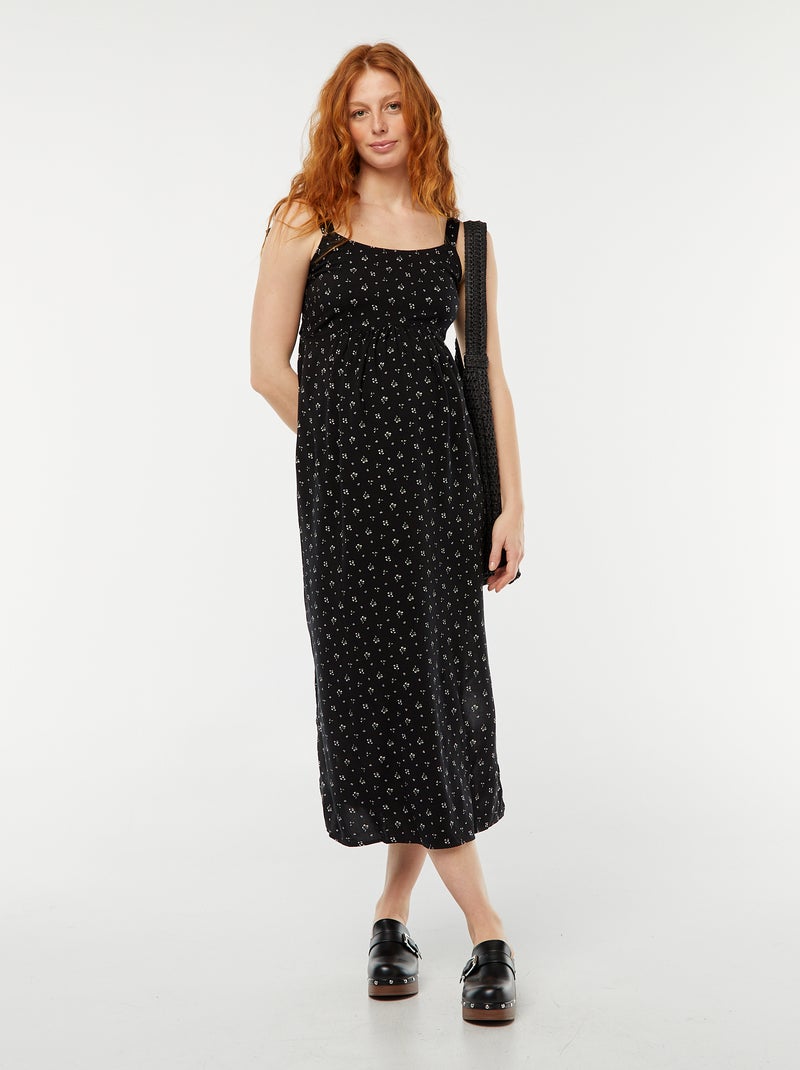 Vestido largo premamá sin mangas Negro - Kiabi