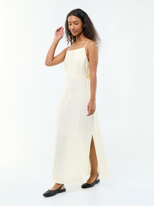 Vestido largo satinado de tirantes finos - Kiabi Vestido largo satinado de tirantes finos - Kiabi