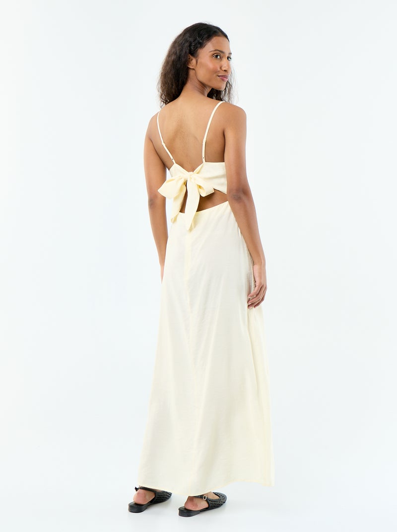 Vestido largo satinado de tirantes finos Amarillo - Kiabi