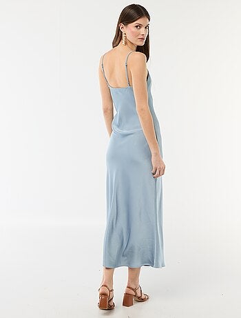 Vestido largo satinado de tirantes finos