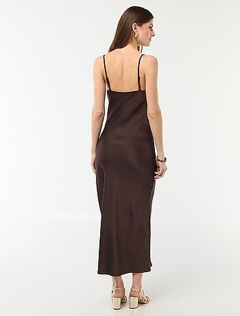 Vestido largo satinado de tirantes finos