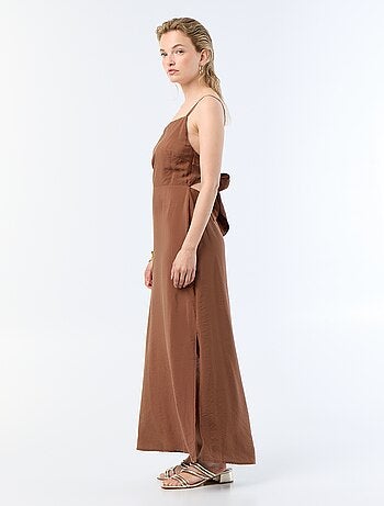 Vestido largo satinado de tirantes finos