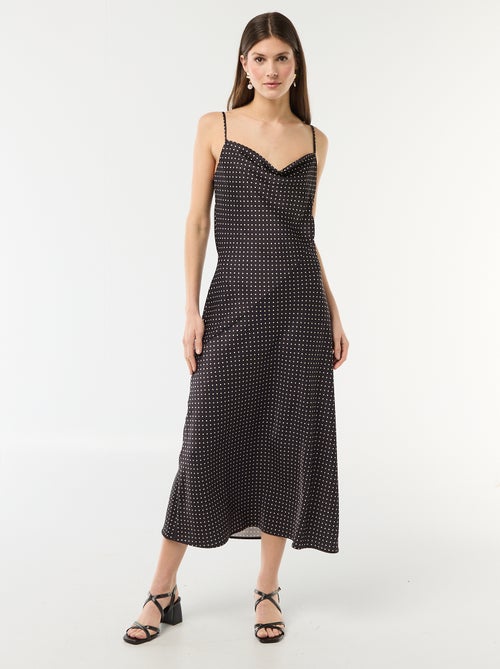 Vestido largo satinado de tirantes finos - Kiabi