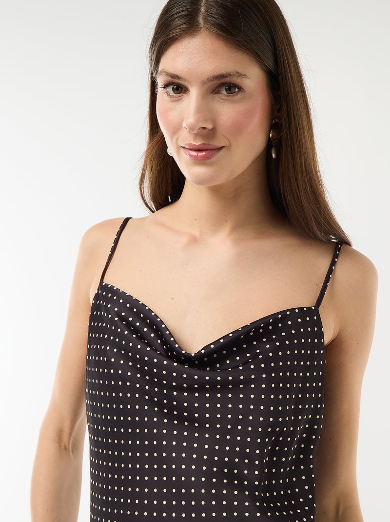 Vestido largo satinado de tirantes finos Negro - Kiabi