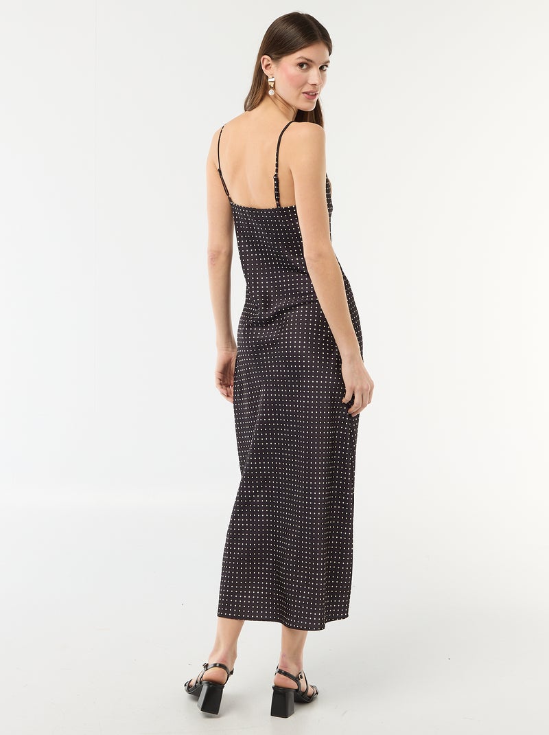 Vestido largo satinado de tirantes finos Negro - Kiabi