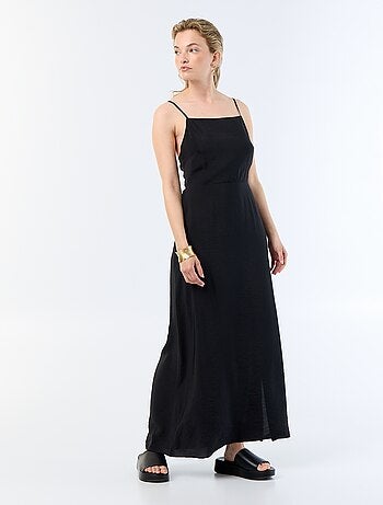 Vestido largo satinado de tirantes finos