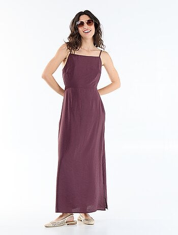 Vestido largo satinado de tirantes finos