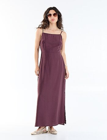 Vestido largo satinado de tirantes finos